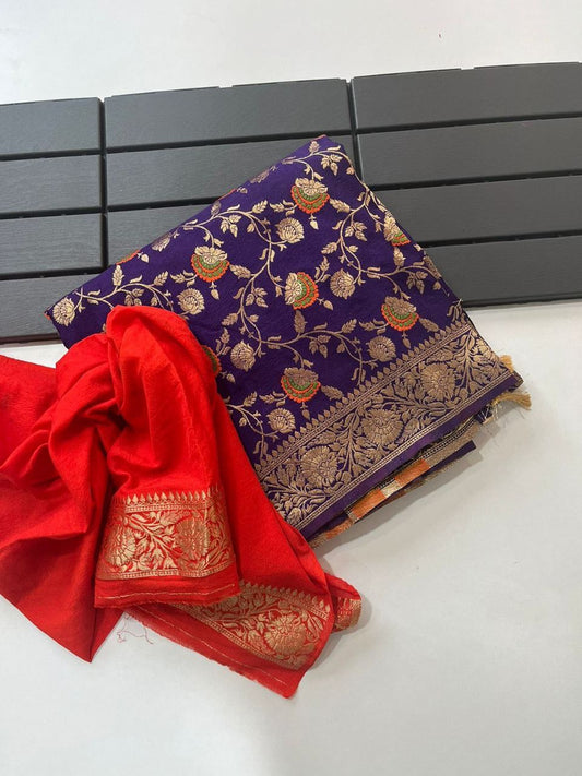 Pure Soft Khadi Georgette Silk Saree with Zari & Meenakari Work – LC-59