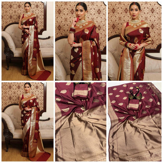 Soft Lichi Silk Organic Banarasi Wedding Saree
