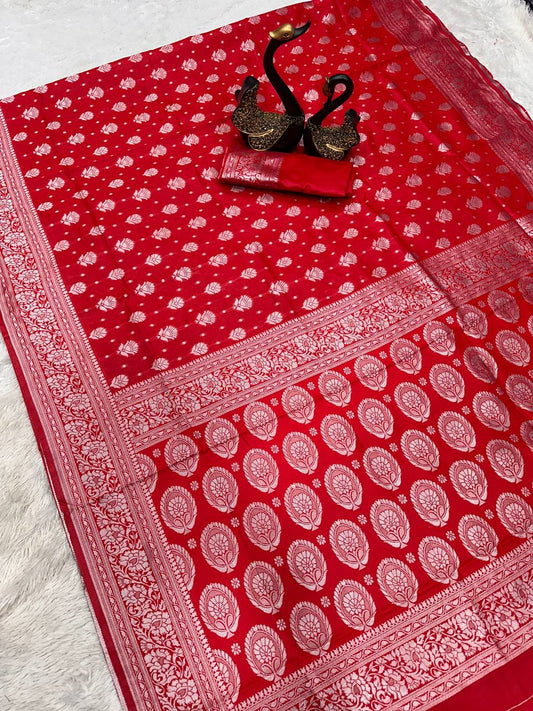 Soft Lichi Silk Organic Banarasi Wedding Saree