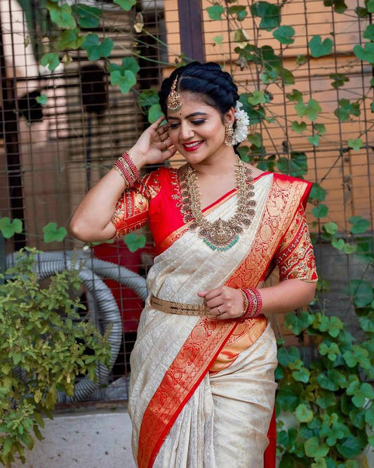 Rich Look Organic Banarasi Lichi Silk Wedding Saree