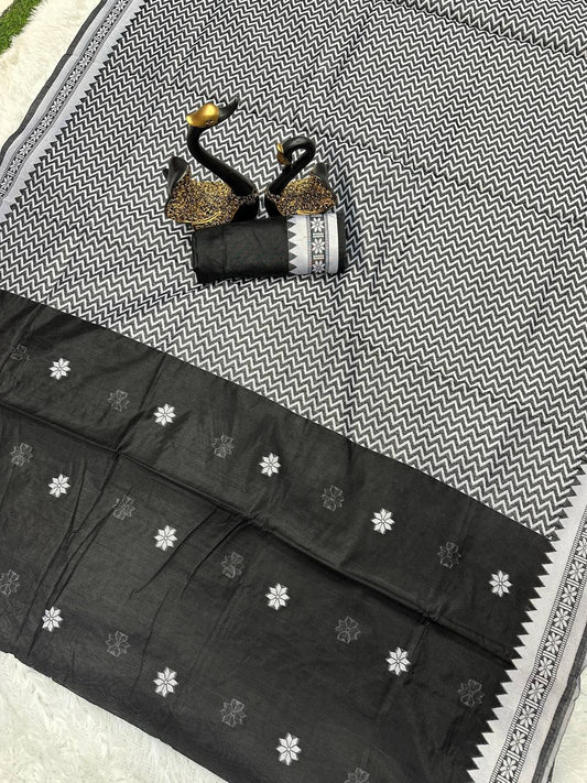 Premium Lilan Slab Soft Cotton Saree with Rich Weaving Blouse